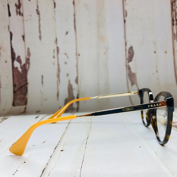 PRADA Oval Brown Tortoise & Gold Eyeglasses Glasses Frames NWOT - Picture 6 of 12